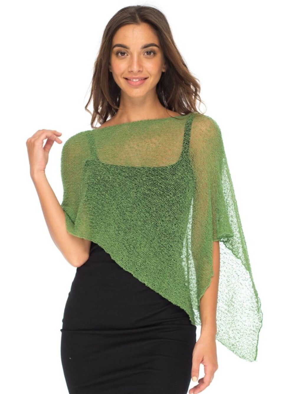 Womens Sheer Poncho Shrug Top Lightweight Mesh Knit Shawl